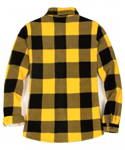 Women's Lined Fleece Plaid Shirt Jacket Sherpa Fleece Throughout Flannel Shirt Jac Yellow Black $18.49 Jackets