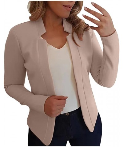 Womens Jackets Solid Long-Sleeve Cardigan Work Short Jackets Open Front Suit Coat Plus Size Outwear Casual Sweatshirts Beige ...