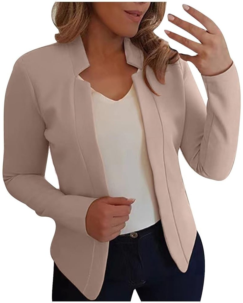 Womens Jackets Solid Long-Sleeve Cardigan Work Short Jackets Open Front Suit Coat Plus Size Outwear Casual Sweatshirts Beige ...