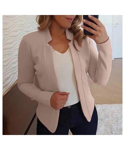 Womens Jackets Solid Long-Sleeve Cardigan Work Short Jackets Open Front Suit Coat Plus Size Outwear Casual Sweatshirts Beige ...