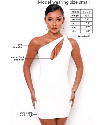 Women's Sexy One Shoulder Hollow Out Knot Sleeveless Bodycon Mini Club Party Dress White $9.35 Dresses