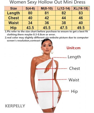 Women's Sexy One Shoulder Hollow Out Knot Sleeveless Bodycon Mini Club Party Dress White $9.35 Dresses