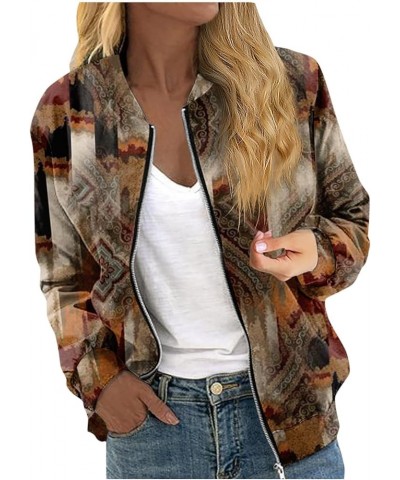 Women Lightweight Tie Dye Jacket Classic Zip Up Bomber Jacket Long Sleeve Moto Biker Jacket Coat With Pocket 2-light Brown $9...