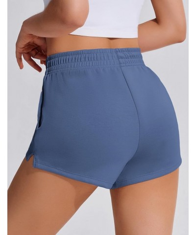 Womens Sweat Shorts Casual Soft Athletic Short Elastic Waisted Comfy Lounge Shorts Activewear with Pockets Style A Blue $11.7...