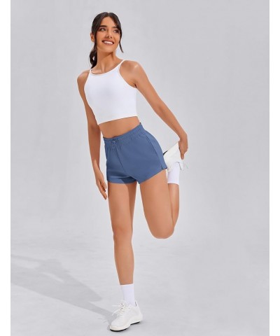 Womens Sweat Shorts Casual Soft Athletic Short Elastic Waisted Comfy Lounge Shorts Activewear with Pockets Style A Blue $11.7...