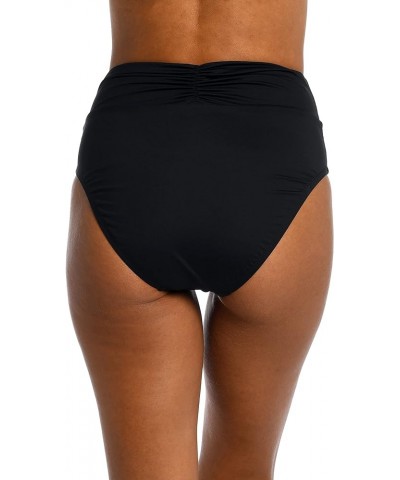 Women's Standard Island Goddess Cinch Back High Waist Bottom Black $29.66 Swimsuits