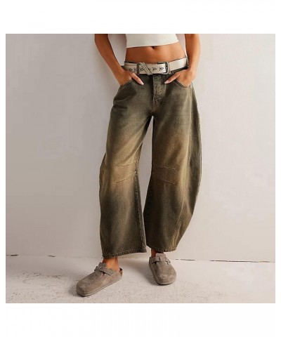 Barrel Jeans Women,Womens Baggy Mid Rise Jeans Wide Leg Boyfriend Denim Harem Cropped Pants Vintage Barrel Jeans Y2k Z2-brown...