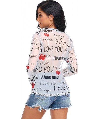 Mesh Long Sleeve Top for Women, Valentine's Day Gnome with Heart Balloon Dot Sheer Mesh T Shirt C084 $9.89 Blouses