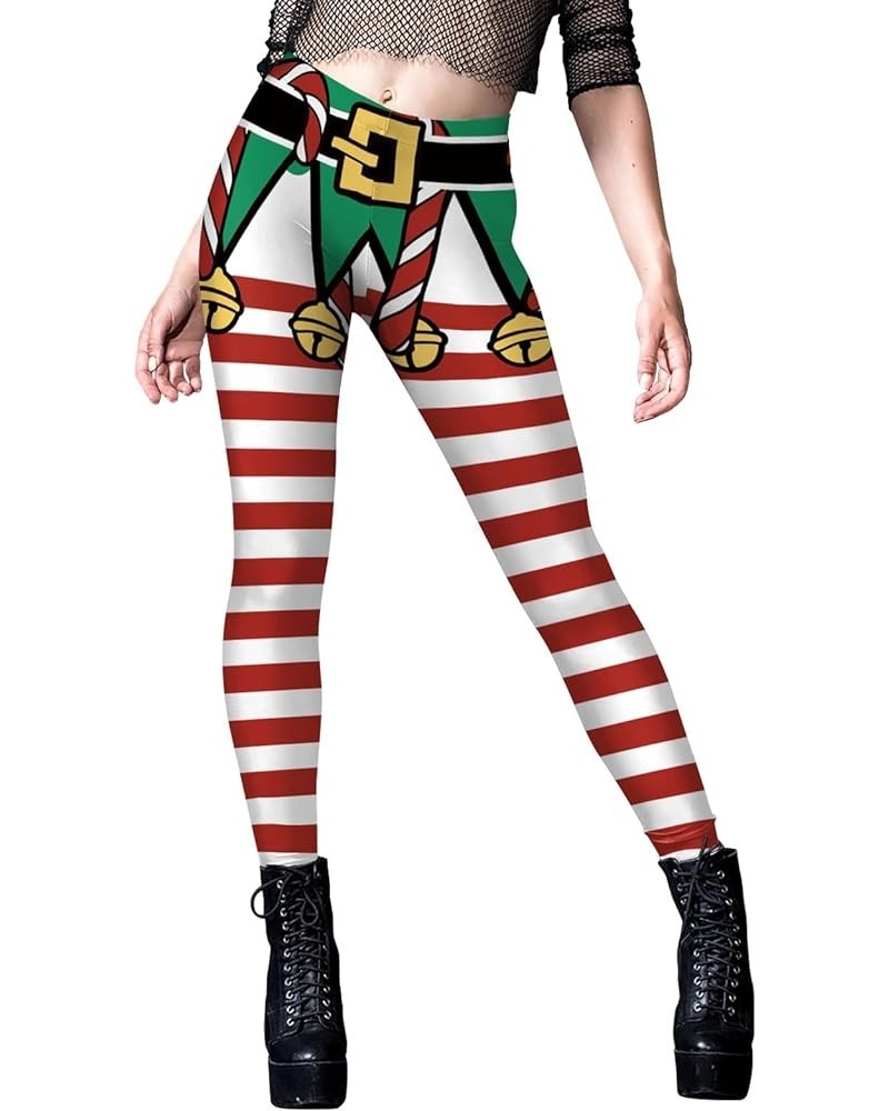 Women's High Waist Halloween 3D Digital Printed Ankle Length Stretch Tights Leggings Workout Pants Stripe&bell $11.43 Leggings