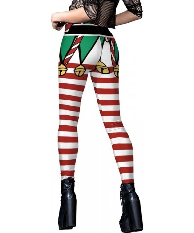 Women's High Waist Halloween 3D Digital Printed Ankle Length Stretch Tights Leggings Workout Pants Stripe&bell $11.43 Leggings