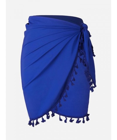 Womens Sarong Coverups Chiffon Short Swimsuit Wrap Skirt Beach Bikini Tie Cover Up Wraps with Tassel Blue $19.46 Others