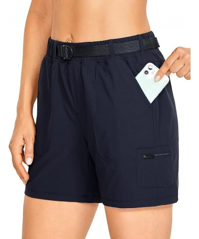 Women's Lightweight Cargo Hiking Shorts with Belt 6'' - Stretch Long Summer Athletic Outdoor Workout Shorts Pockets Navy $18....