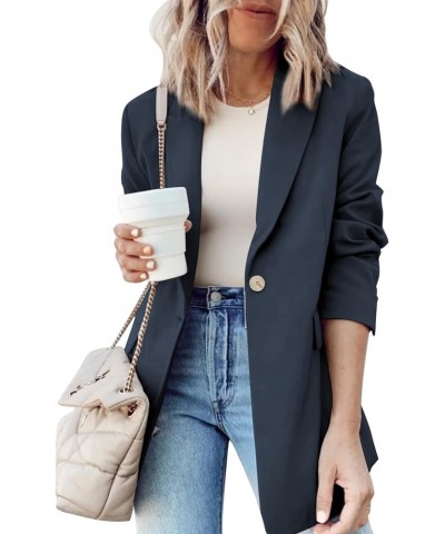 Womens 2024 Fashion Spring Lapel Collar Buttons Blazer Jackets for Women Business Casual Blue 1 $20.80 Blazers