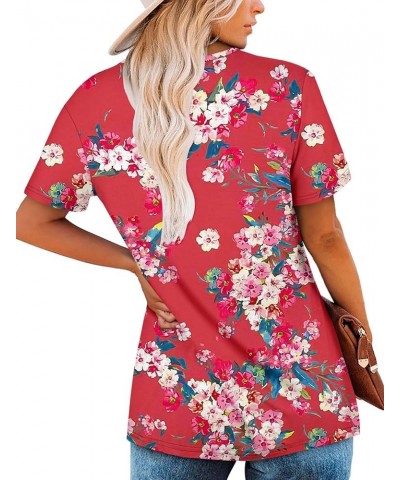 Womens Petal Short Sleeve Tunic Tops Summer Square Neck Shirts Loose Comfy Blouses 2-rose $15.04 Tops