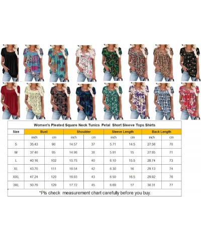 Womens Petal Short Sleeve Tunic Tops Summer Square Neck Shirts Loose Comfy Blouses 2-rose $15.04 Tops