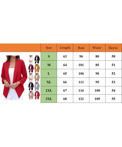 Women's 3/4 Sleeve Blazer Plus Size Solid Color Classic Casual Slim Lapel Collar Open Front Cardigan Suit Jacket Tops C-orang...