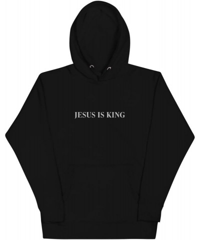 Embroidered Jesus Is King Hoodie Unisex Christian Hoodie - Inspirational Christian Apparel for Men and Women Black $18.48 Hoo...