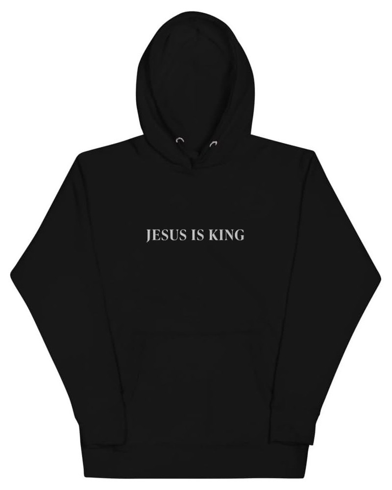 Embroidered Jesus Is King Hoodie Unisex Christian Hoodie - Inspirational Christian Apparel for Men and Women Black $18.48 Hoo...