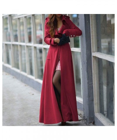 Womens Winter Lapel Slim Coat Trench Jacket Long Parka Overcoat Outwear Wine Red $24.19 Coats