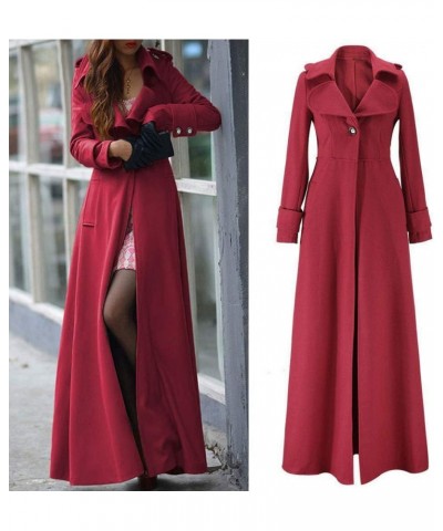 Womens Winter Lapel Slim Coat Trench Jacket Long Parka Overcoat Outwear Wine Red $24.19 Coats