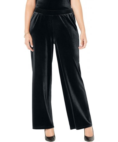 Women's Plus Size Anywear Velvet Wide Leg Pants Black $22.60 Pants