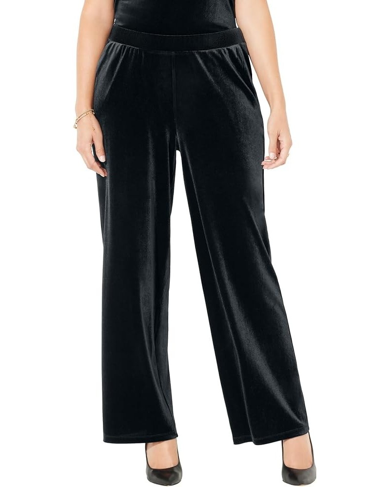 Women's Plus Size Anywear Velvet Wide Leg Pants Black $22.60 Pants