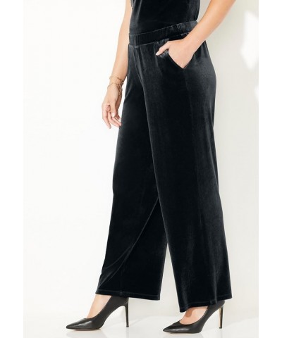 Women's Plus Size Anywear Velvet Wide Leg Pants Black $22.60 Pants