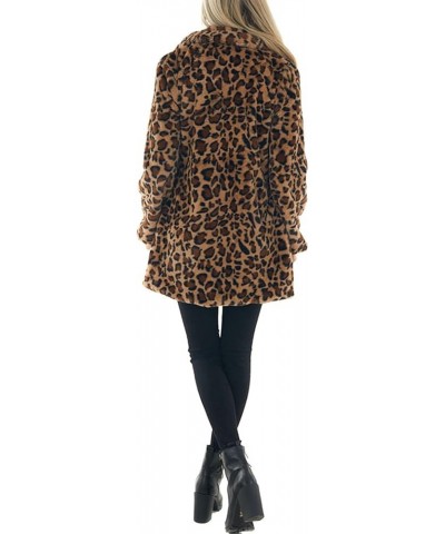 Womens Faux Fur Coats Leopard Jackets Loose Warm Fall Winter Fluffy Jacket Outwear Brown $22.52 Coats