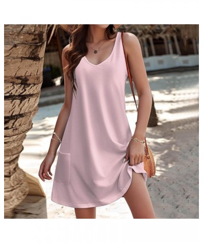 Women's Beach Dress Bikini Beachwear Coverups Casual Vacation Short Summer Halter Dresses Cute Boho Tank Sundress D01-pink $6...