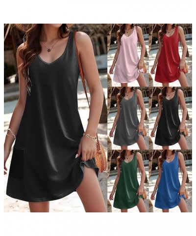 Women's Beach Dress Bikini Beachwear Coverups Casual Vacation Short Summer Halter Dresses Cute Boho Tank Sundress D01-pink $6...