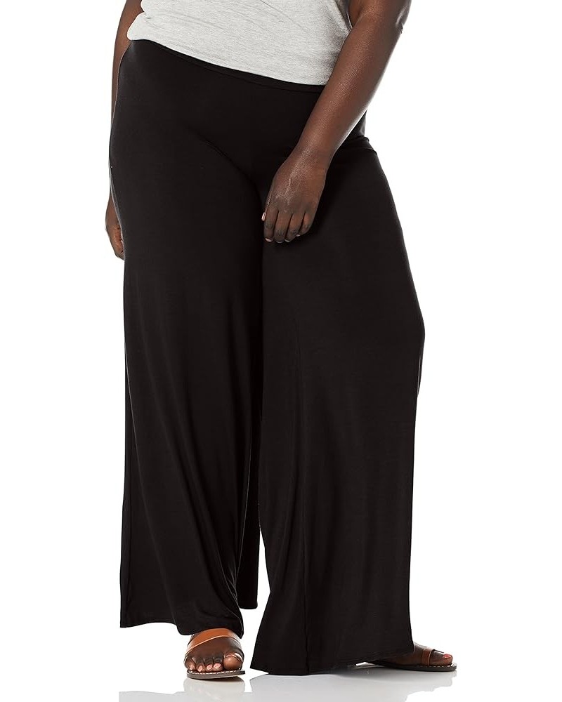 Women's Plus-Size Stretch Ity Knit Wide-Leg Palazzo Pant Black $10.55 Pants