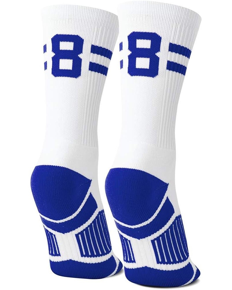 Classic Stripe Team Number Socks | Woven Mid-Calf | White & Royal 88 $10.61 Activewear