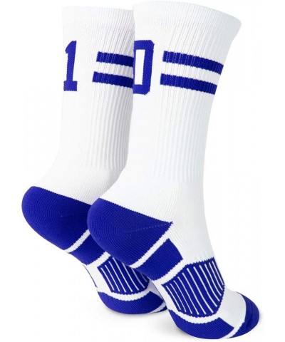 Classic Stripe Team Number Socks | Woven Mid-Calf | White & Royal 88 $10.61 Activewear