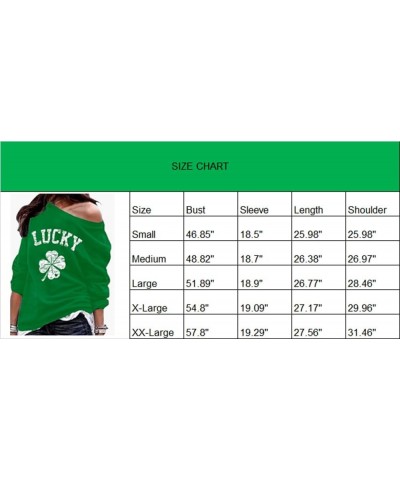 St. Patrick's Day Women's Off the Shoulder Four Leaf Clover Irish Long Sleeve Sweatshirts Black Rabbit Happy $19.59 Hoodies &...