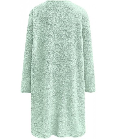 Long Fuzzy Fleece Sweatshirt for Women Solid Color Pullover Tops Sherpa Pullover with Pockets Warm Long Sleeve Top Z03mint Gr...