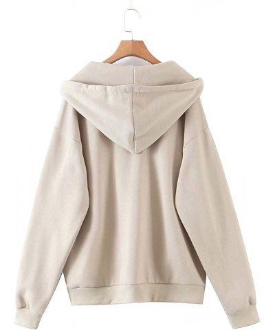 Women/Girls Zip Up Long Sleeves Hoodeds,Fall Winter Fleece Hooded Tops Oversized Sweatshirts with Pocket Khaki $9.89 Hoodies ...