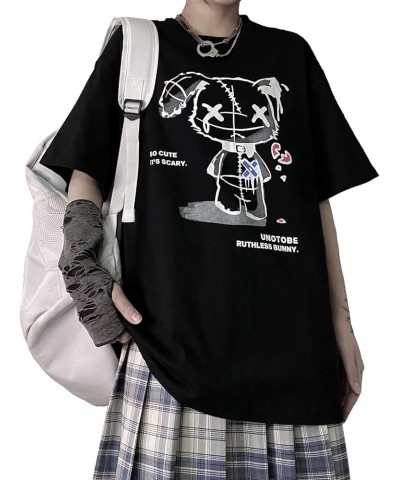 Women Grunge Gothic Bear Tops Print Harajuku Korean Clothes Black-02-616 $12.40 T-Shirts