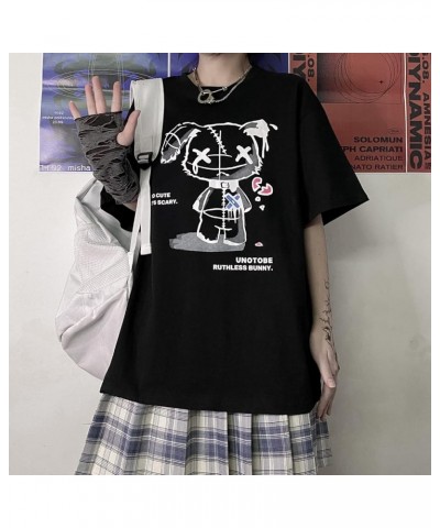 Women Grunge Gothic Bear Tops Print Harajuku Korean Clothes Black-02-616 $12.40 T-Shirts