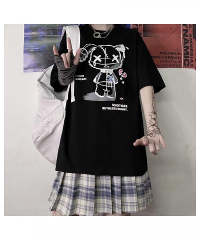 Women Grunge Gothic Bear Tops Print Harajuku Korean Clothes Black-02-616 $12.40 T-Shirts