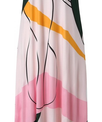 Plus Size Dresses for Womens, Women Summer Printed Loose V Neck Casual Long Maxi Dress Beach Pockets Sundress A4-pink $12.43 ...