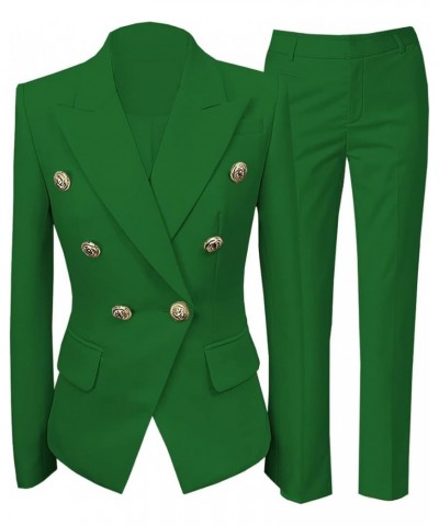 New 2 Piece Set Women Suit Long Sleeve Business Meeting Solid Blazer and Pant Sets Office Elegant Professional Green $23.91 S...