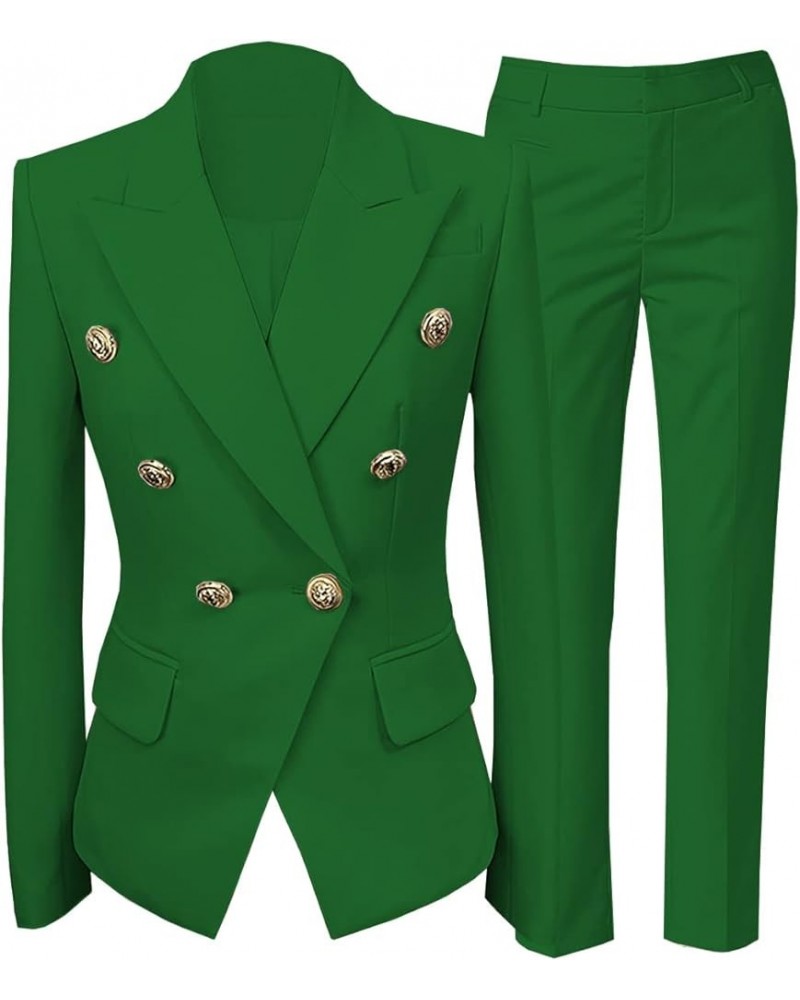 New 2 Piece Set Women Suit Long Sleeve Business Meeting Solid Blazer and Pant Sets Office Elegant Professional Green $23.91 S...