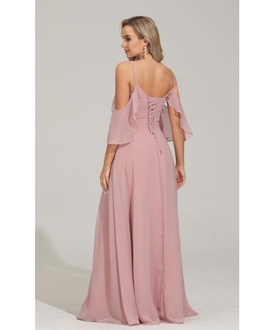 Off The Shoulder Bridesmaid Dresses Long Pleated Chiffon Formal Dress for Women with Slit Dusty Rose $31.02 Dresses