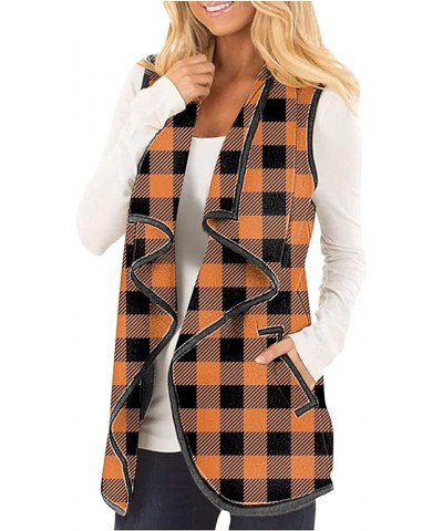 RMXEi Womens Vest Plaid Sleeveless Pockets Lapel Open Front Cardigan Jacket 1-yellow $17.79 Vests