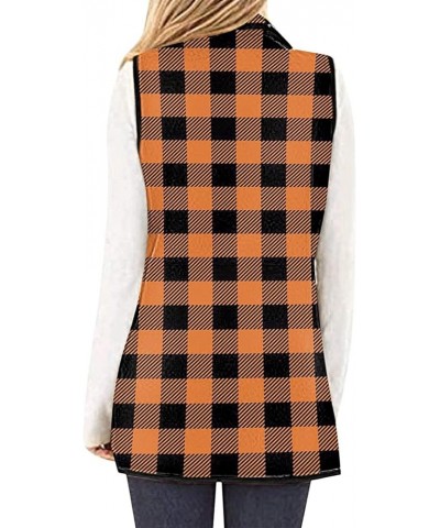 RMXEi Womens Vest Plaid Sleeveless Pockets Lapel Open Front Cardigan Jacket 1-yellow $17.79 Vests