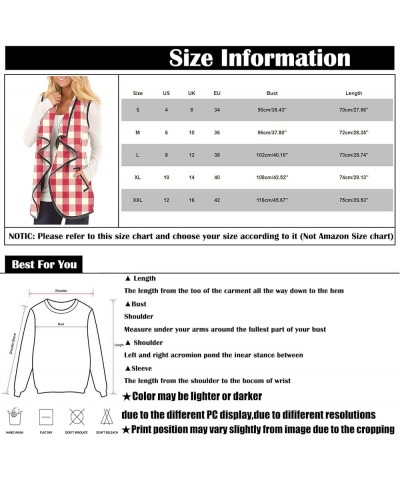 RMXEi Womens Vest Plaid Sleeveless Pockets Lapel Open Front Cardigan Jacket 1-yellow $17.79 Vests