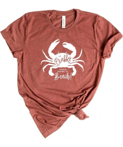 If Crabby. Please Return to Beach. - Summer Short Sleeve Graphic Tee - White Ink Rust Crew White Ink $14.03 T-Shirts