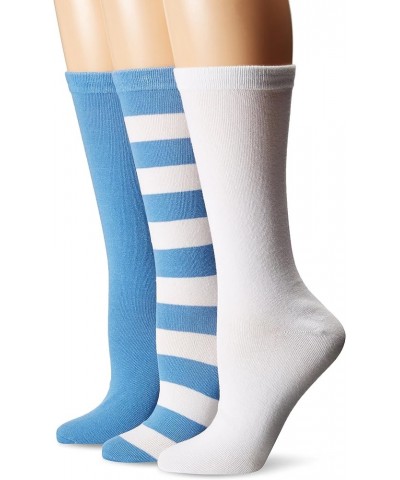 Women's Game Day Sport Crew Socks (Pack of Three Pairs) Light Blue/White $13.16 Socks