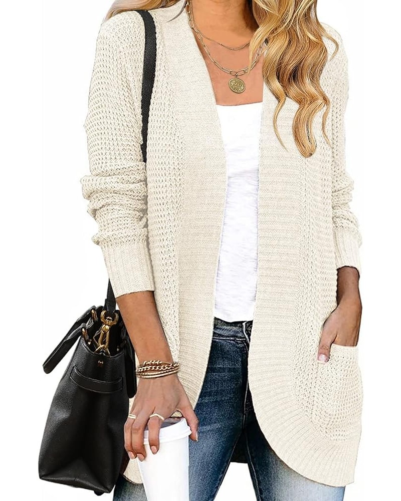 Women's 2024 Fall Winter Long Sleeve Open Front Casual Lightweight Soft Knit Cardigan Sweater Outerwear Apricot $22.94 Sweaters