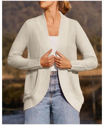 Women's 2024 Fall Winter Long Sleeve Open Front Casual Lightweight Soft Knit Cardigan Sweater Outerwear Apricot $22.94 Sweaters